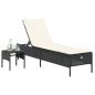 Preview: Sonnenliege mit Tisch und Auflage Schwarz Poly-Rattan