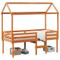 Preview: Hochbett mit Dach Wachsbraun 75x190 cm Massivholz Kiefer