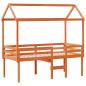 Preview: Hochbett mit Dach Wachsbraun 75x190 cm Massivholz Kiefer