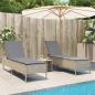 Preview: ARDEBO.de - Sonnenliegen mit Auflagen 2 Stk. Beige Poly Rattan