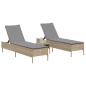 Preview: Sonnenliegen mit Auflagen 2 Stk. Beige Poly Rattan