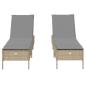 Preview: Sonnenliegen mit Auflagen 2 Stk. Beige Poly Rattan