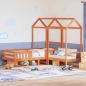 Preview: ARDEBO.de - Massivholzbett und Bank mit Dach Orange 90x200 cm Kiefernholz