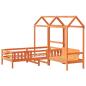 Preview: Massivholzbett und Bank mit Dach Orange 90x200 cm Kiefernholz