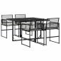 Preview: 5-tlg. Garten-Essgruppe mit Kissen Schwarz Poly Rattan