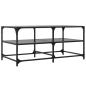 Preview: Couchtisch mit Glasplatte Schwarz 98,5x50x45 cm Stahl