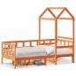 Preview: Tagesbett mit Dach Wachsbraun 80x200 cm Massivholz Kiefer