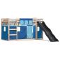 Preview: Etagenbett mit Rutsche und Gardinen Blau 80x200 cm