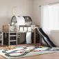 Preview: ARDEBO.de - Etagenbett mit Rutsche und Gardinen Weiß und Schwarz 80x200 cm