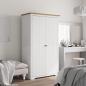 Preview: ARDEBO.de - Kleiderschrank BODO Wei? und Braun 99x53,5x173 cm Kiefernholz
