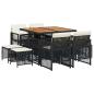 Preview: 9-tlg. Garten-Essgruppe mit Kissen Schwarz Poly Rattan