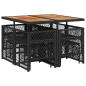 Preview: 9-tlg. Garten-Essgruppe mit Kissen Schwarz Poly Rattan