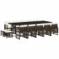 Preview: 15-tlg. Garten-Essgruppe mit Kissen Braun Poly Rattan