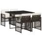 Preview: 5-tlg. Garten-Essgruppe mit Kissen Braun Poly Rattan