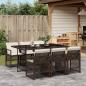 Preview: ARDEBO.de - 7-tlg. Garten-Essgruppe mit Kissen Braun Poly Rattan