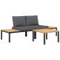 Preview: 3-tlg. Garten-Sofagarnitur mit Kissen Schwarz Aluminium