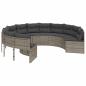 Preview: Gartensofa mit Kissen Rund Grau Poly Rattan