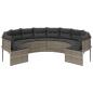 Preview: Gartensofa mit Kissen Rund Grau Poly Rattan