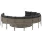 Preview: Gartensofa mit Kissen Rund Grau Poly Rattan