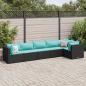 Preview: ARDEBO.de - 6-tlg. Garten-Lounge-Set mit Kissen Schwarz Poly Rattan