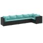 Preview: 6-tlg. Garten-Lounge-Set mit Kissen Schwarz Poly Rattan