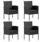 Preview: ARDEBO.de - Gartenst?hle mit Kissen in Schwarz 4 Stk. Schwarz Polyrattan