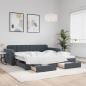 Preview: ARDEBO.de - Tagesbett Ausziehbar mit Schubladen Dunkelgrau 100x200 cm Samt
