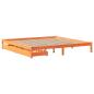 Preview: Massivholzbett ohne Matratze Wachsbraun 200x200 Kiefernholz