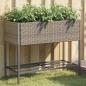 Preview: ARDEBO.de - Hochbeete mit Ablage 2 Stk. Grau 90x40x75 cm Poly Rattan