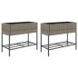 Preview: Hochbeete mit Ablage 2 Stk. Grau 90x40x75 cm Poly Rattan