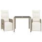 Preview: 3-tlg. Garten-Bistro-Set mit Kissen Braun Poly Rattan