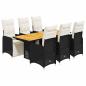 Preview: 7-tlg. Garten-Bistro-Set mit Kissen Schwarz Poly Rattan