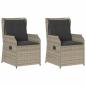 Preview: Gartensessel mit Kissen 2 Stk. Verstellbar Hellgrau Poly Rattan