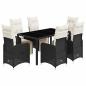 Preview: 7-tlg. Garten-Bistro-Set mit Kissen Schwarz Poly Rattan