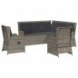 Preview: 5-tlg. Garten-Lounge-Set mit Kissen Grau Poly Rattan
