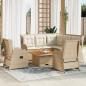 Preview: ARDEBO.de - 5-tlg. Garten-Lounge-Set mit Kissen Beige Poly Rattan