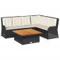 Preview: 5-tlg. Garten-Lounge-Set mit Kissen Schwarz Poly Rattan