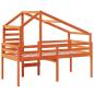 Preview: Hochbett mit Dach Wachsbraun 90x190 cm Massivholz Kiefer