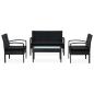 Preview: 4-tlg. Garten-Lounge-Set mit Auflagen Poly Rattan Schwarz