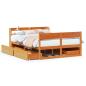 Preview: Massivholzbett ohne Matratze Wachsbraun 150x200 cm Kiefernholz