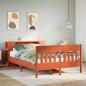 Preview: ARDEBO.de - Massivholzbett mit Regal ohne Matratze Wachsbraun 135x190 cm