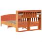 Preview: Massivholzbett mit Regal ohne Matratze Wachsbraun 160x200 cm