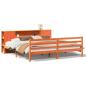 Preview: Massivholzbett mit Regal ohne Matratze Wachsbraun 200x200 cm