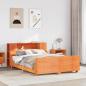 Preview: ARDEBO.de - Massivholzbett ohne Matratze Wachsbraun 135x190 cm Kiefernholz