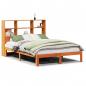 Preview: Massivholzbett mit Regal ohne Matratze Wachsbraun 140x190 cm