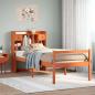 Preview: ARDEBO.de - Massivholzbett mit Regal ohne Matratze Wachsbraun 75x190 cm