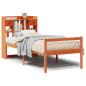 Preview: Massivholzbett mit Regal ohne Matratze Wachsbraun 75x190 cm