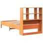 Preview: Massivholzbett mit Regal ohne Matratze Wachsbraun 100x200 cm