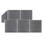 Preview: ARDEBO.de - WPC Zaun-Set 5 Quadrate + 1 Schräge 965x186 cm Grau
