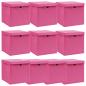 Preview: ARDEBO.de - Aufbewahrungsboxen mit Deckeln 10 Stk. Rosa 32x32x32 cm Stoff